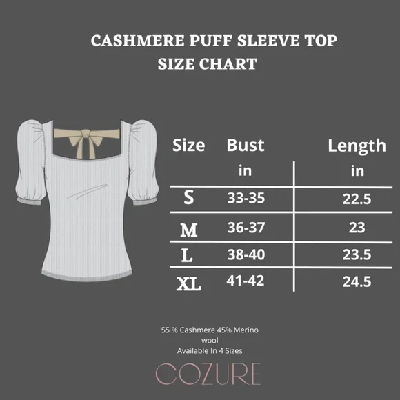 Cashmere Puff Sleeve Top Square Neck, Pink Cashmere Sweater w Silk Bow S,M,L,XL - Picture 7 of 9